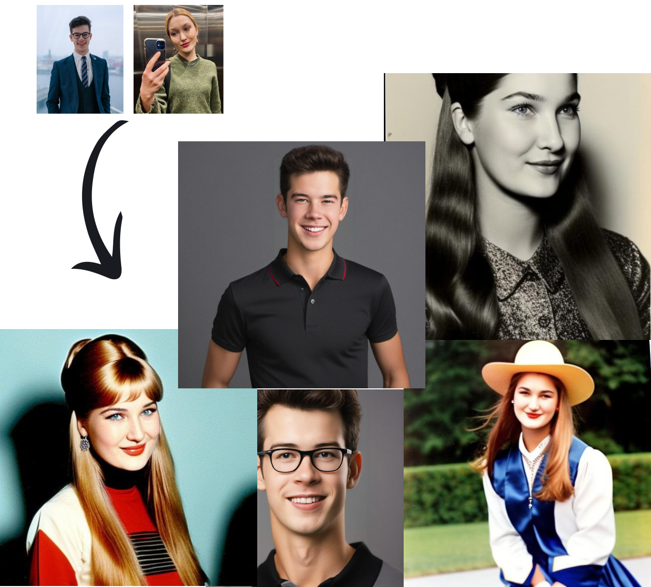 A collage of AI-generated highschool photos