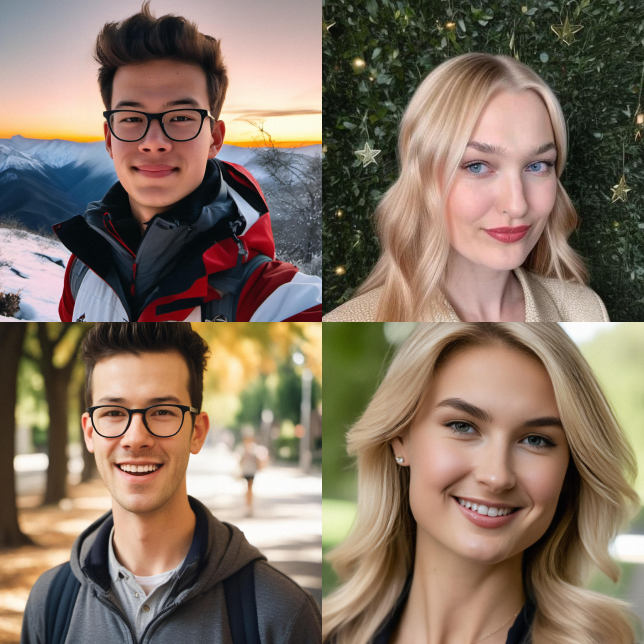 A collage of AI-generated selfies